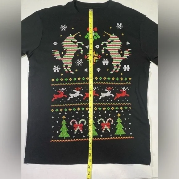 Unicorn black tacky Christmas sweater size L/Large - Picture 6 of 7
